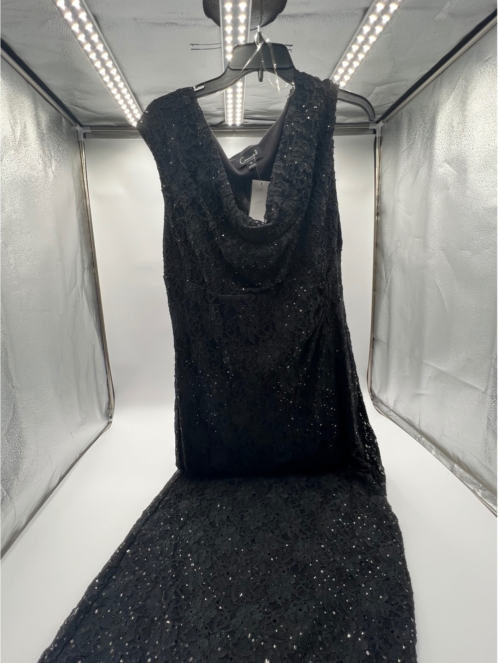 NWT Connected Apparel Black Lace Sequin Evening Formal Dress Size 16